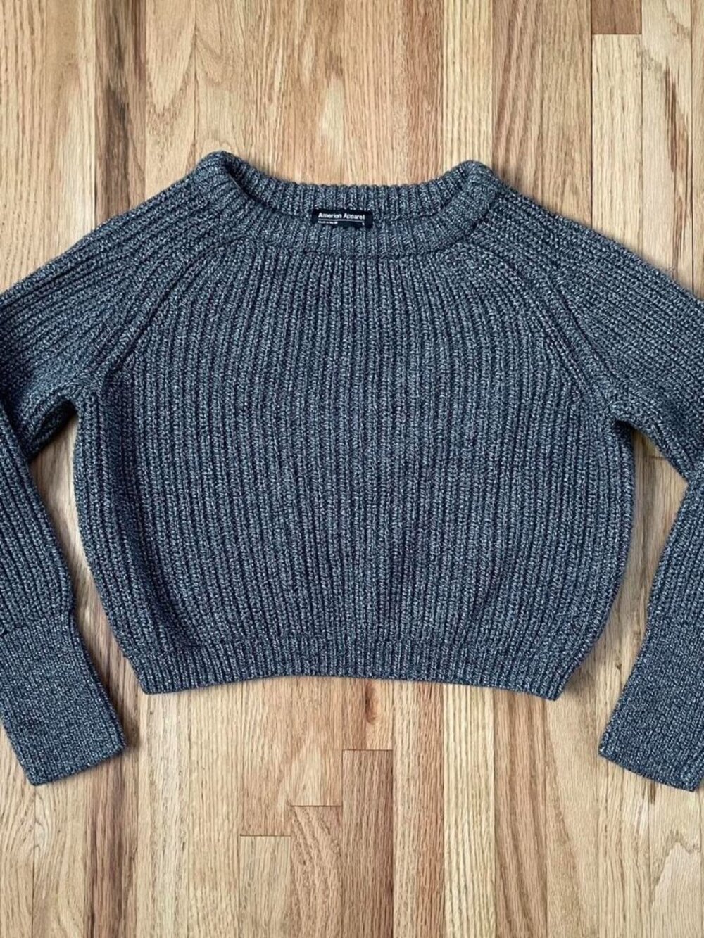 American Apparel Gray Cropped Knit Sweater Size S
